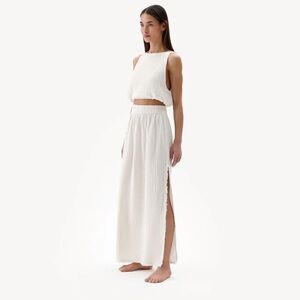 White Maxi Skirt with Side Slit